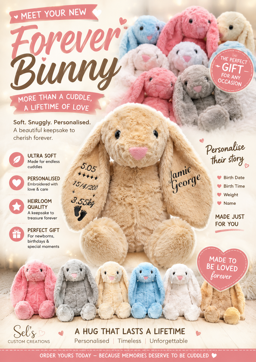 Forever Bunny™ Personalised Birth Keepsake Collection