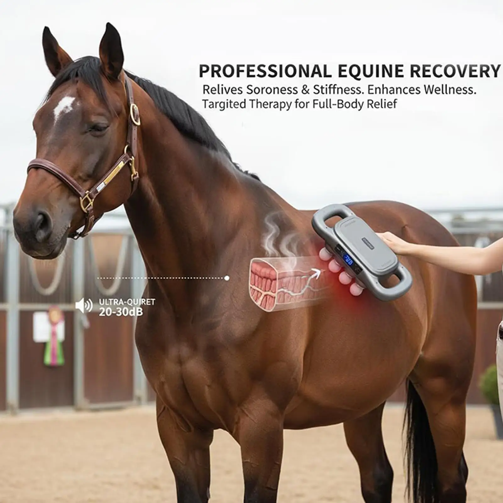 Horse Massage Gun – 8 Head Heated Equine Muscle Massager for Recovery & Pain Relief
