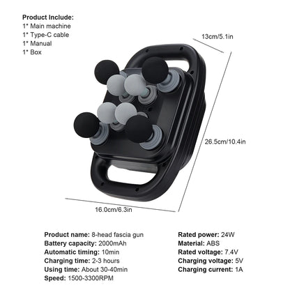 8-Head Equine Fascia Massage Gun for horses