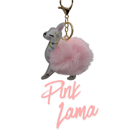 Cute Pom Pom Llama Bag Charm – Fluffy Llama Keychain Accessory