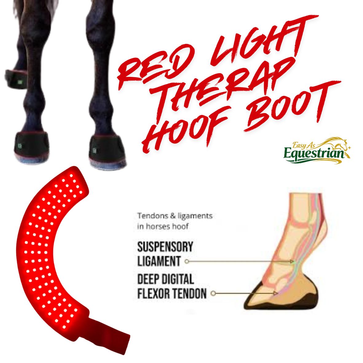 ArenaPro Red Light Therapy Horse Hoof Boot with 660nm and 850nm technology