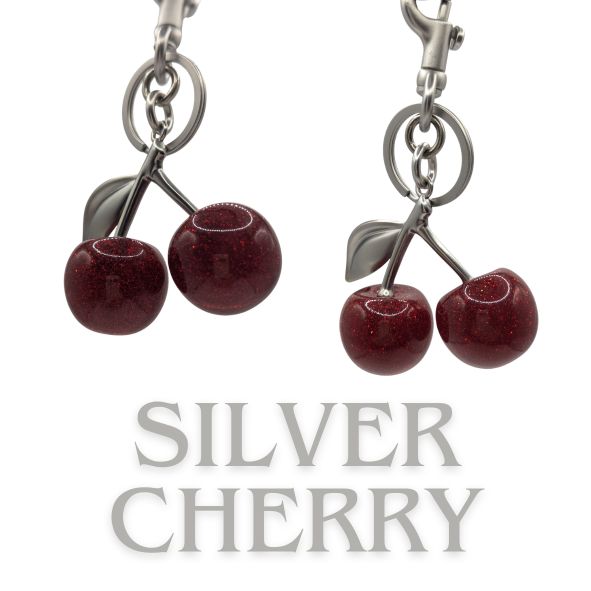 silver red bag charm
