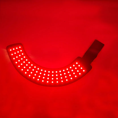 Red LED light strip on a red background