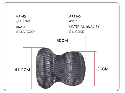 Gel pad with dimensions and specifications on a white background