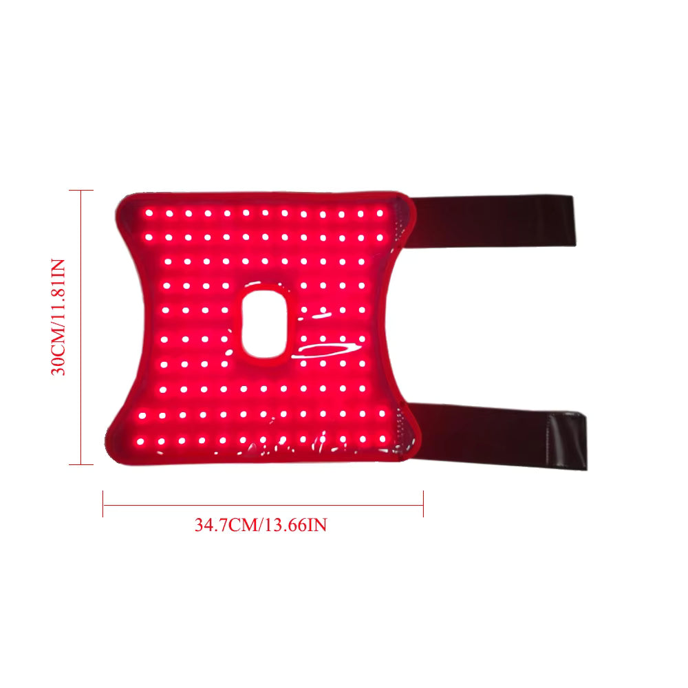 Red LED light with dimensions on a white background