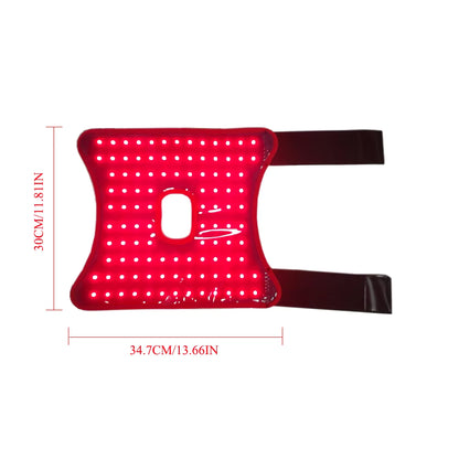 Red LED light with dimensions on a white background