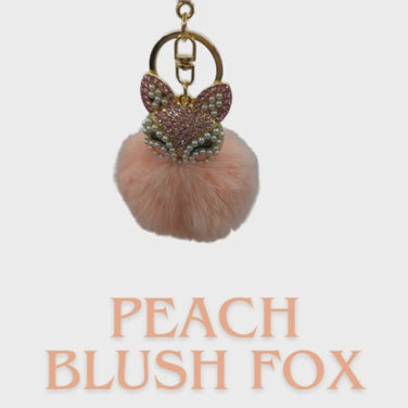 Luxury Crystal Fox Pom Pom Bag Charm – Faux Fur Handbag Accessory