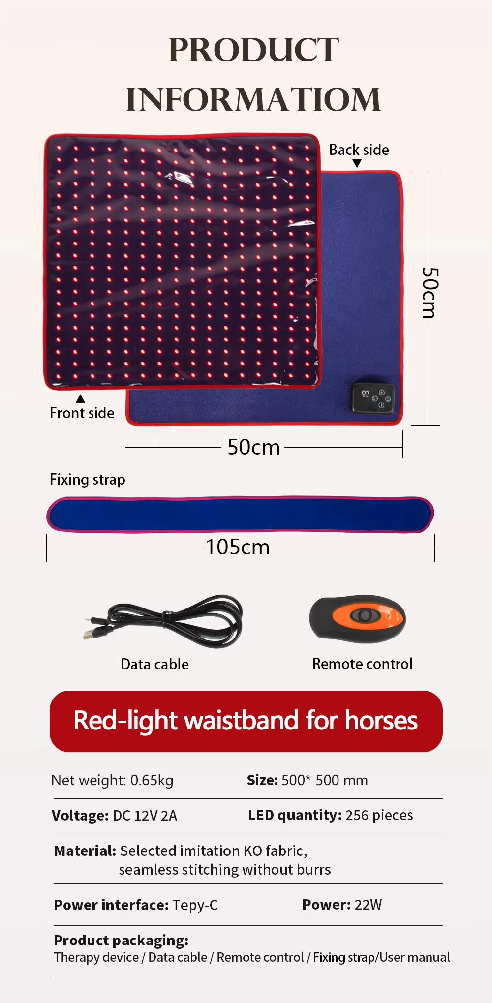 ArenaPro Red Light Therapy Pad 50cm x 50cm for horses